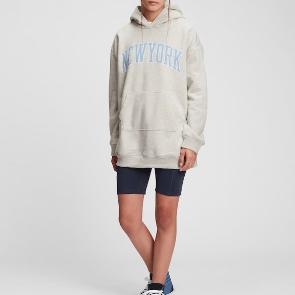 GAP‎ Girls New York Heather Grey Oversized Tunic Hooded Sweatshirt